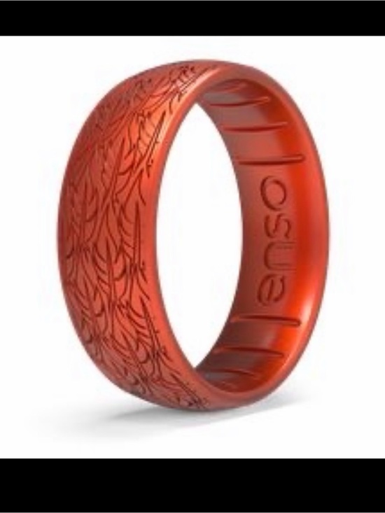 enso Jewelry - Enso Rings Phoenix Silicone Ring | Size 6 | Metallic Orange | Feather Design